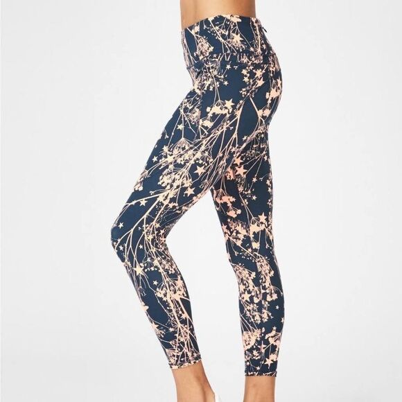 Sweaty Betty - The Power Gym Leggings - Tree & Star Print - Orange & Blue - SZ S - Picture 1 of 6
